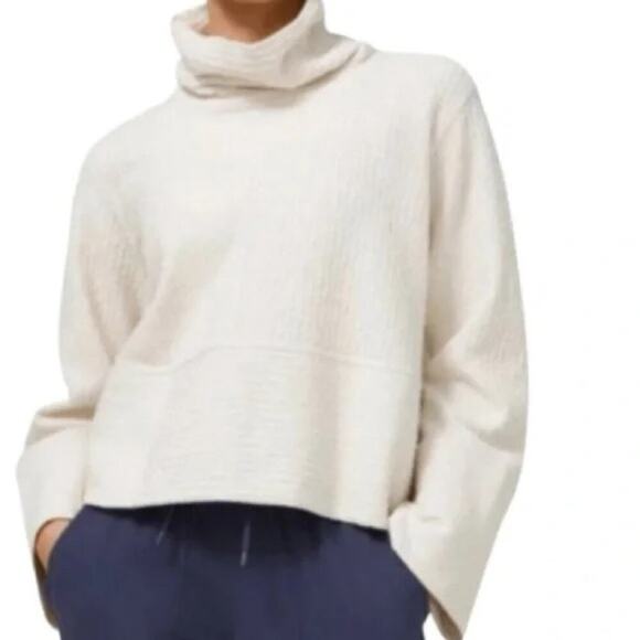 Lululemon Retreat Yourself Pullover Sweatshirt Funnel Neck Knit Sweater Ivory 6 - Picture 1 of 10